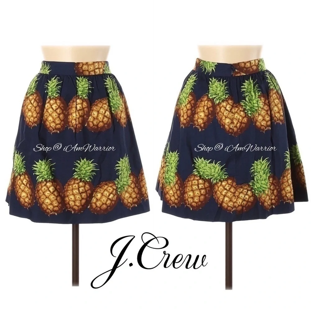 J.Crew NWT navy blue pineapple print a-line mini skirt Shop@iAmWarrior